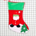 Corduroy Christmas stocking featuring 3D Santa and green tree decor on a red base - Santa Claus