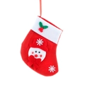 Calza di Natale con pupazzo di neve 3D e fiocchi di neve bianchi su feltro rosso - Stile Pupazzo di Neve 3D Cappello Rosso (17)