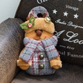 Plush Christmas reindeer doll decoration with plaid scarf and bronze bells ornament - Deer