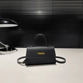 Borsa a mano nera a grana litchi con scritta FASHION gialla e tracolla sottile - Nero
