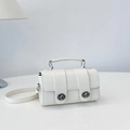Chic white crossbody bag with eel texture finish and dual silver metal twist locks - Off White