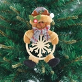 Adorno de Navidad de reno de peluche con bufanda a cuadros y copo de nieve de madera - Estilo Reno (Estilo C)