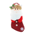 Mini calza di Natale Babbo Natale in tela rossa con cordino per appendere regali - Babbo Natale