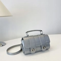 Silver eel-textured crossbody bag with metallic turn-lock and minimalist handle - Silver