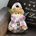 Plush Christmas snowman pendant with red and black plaid hat and festive metal bells - Snowman