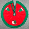 Gonna per albero di Natale rossa da 90cm con bordo verde e decorazioni - Stile B Gonna Per Albero Di Natale Con Bordo Verde E Disegno Di Un Pupazzo Di Neve.