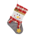 Weihnachtssocke aus Leinen mit 3D-Schneemann, rot-weißem Karo und gelbem Stern - Schneemann