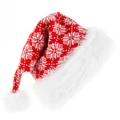 Cappello di Natale rosso a maglia con motivi a fiocco di neve e bordo in peluche - Stile A Fiocco di Neve Rosso