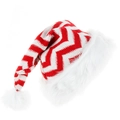 Cappello di Natale a maglia con strisce a zigzag rosse e bianche e pompon in peluche - Stile B Strisce Rosse