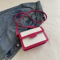 Fuchsia crossbody bag with white stone texture flap and gold hardware details - Rose Pink