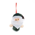 Babbo Natale di peluche con campanello in metallo verde scuro e intagli a stella per decoro - Babbo Natale
