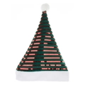 Cappello di Natale a righe rosse e verdi con bordo in peluche e pompon bianco morbido - Verde