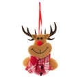 Pendentif renne de Noël en peluche marron avec cloche rouge et découpes d'étoiles - Style Élan