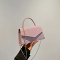 Borsa da sera glitter rosa con tracolla a catena e manico superiore - Rosa