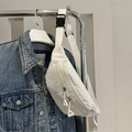 Marsupio in velluto a coste bianco con doppia cerniera e tracolla in tessuto - Bianco