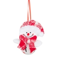 Pupazzo di neve natalizio in peluche con campanello in metallo bianco e nastro - Campana Bianca Pupazzo di Neve Rosso