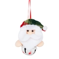 Babbo Natale di peluche con campanella in metallo bianco e motivi di stelle rosse - Campana Bianca Babbo Natale Verde
