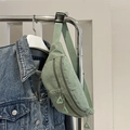 Sac bandoulière en velours côtelé vert clair avec double fermeture éclair - Vert clair
