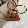 Mini sac à main marron en cuir grainé avec poignée et bandoulière pour le style d'automne - Marron