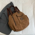 Brown multi-pocket nylon backpack with brown straps and versatile utility design - Brown