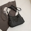 Minimalist black suede hobo shoulder bag with dual vertical silver zippers and side pocket - Black