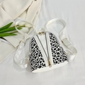 Mini sac à dos imprimé léopard avec double fermeture éclair et bretelles blanches - Blanc