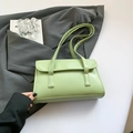 Bolso de hombro rectangular verde menta retro en cuero PU liso para invierno 2024 - Verde
