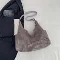 Bolso hobo de pana gris con correa ajustable para un look minimalista y casual - Gris