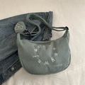 Light green corduroy crescent crossbody bag with small matching round coin purse - Light Green