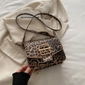 Schicke Umhängetasche mit Leopardenmuster, Goldschnalle und verstellbarem Riemen für Damen - Braun