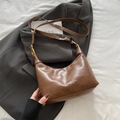 Brown faux leather hobo bag with gold hardware and stylish white letter print - Brown (No Pendant)