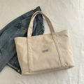 Bolso tote de pana blanco crema con etiqueta Fashion Instinct y gran capacidad - Caqui