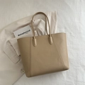 Bolso tote minimalista color albaricoque en cuero sintético con asas delgadas - Caqui
