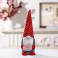 Handmade Valentine gnome plush with red pointed hat and pink plush heart decoration - Heart Style Male (Small)