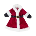 Miniature Santa Claus velvet wine bottle cover with white fur trim and golden buckle - Clothes Style