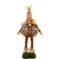 Autumn harvest gnome doll with sunflower hat and orange braids for Thanksgiving decor - Retractable Gnome with Braids