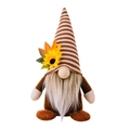 Herbst-Zwerg Plüsch mit Sonnenblume und Ahornblatt auf braun gestreiftem Hut Deko - Bart-Stil