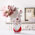 Valentine's gnome plush holding a sequined heart envelope with a red knit hat - Envelope Style Female (Small)