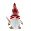 Christmas gnome in red checkered hat with gingerbread man and wooden rolling pin - Red Beard Style