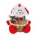 Cesta de almacenamiento de muñeco de nieve de Navidad con bufanda y gorro rojo - Muñeco de Nieve