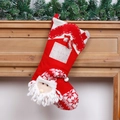 Red knit Christmas stocking with 3D Santa Claus and blank white name tag space - Santa Claus