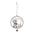Vintage Weihnachtsanhänger aus Holz mit Rentier und Merry Christmas Schnitzerei - Elch-Stil