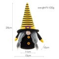 Gnome d'Halloween avec chapeau à rayures jaunes et corps noir ornement en peluche 28cm - Style Jaune