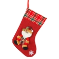 Christmas stocking with 3D Santa Claus and red green plaid cuff for holiday decor - Santa Claus Style (Large)