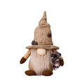 Gnome à café en peluche marron avec chapeau en toile et petit sac de grains - Style Chapeau en Toile de Jute