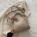 Sac seau beige motif litchi avec foulard à carreaux et bandoulière réglable - Kaki