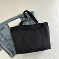 Sac fourre-tout en toile noire avec poches latérales et larges bandoulières décontracté - Noir
