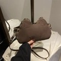 Borsa leopardata con orecchie da gatto in pelle marrone e tracolla regolabile - Caffè senza Ciondolo