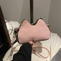 Borsa a spalla rosa a forma di orecchie di gatto con accenti in pelliccia leopardata - Rosa Senza Pendente