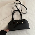 Borsa Boston nera classica con hardware dorato e tracolla su tessuto bianco strutturato - Nero